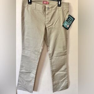 Dickies Girl Simple Pant, Mid Rise Straight Leg Pant, Size 11, Khaki color.